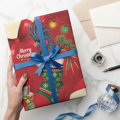 Palm Cockatoo Christmas Australia Wrapping Paper Aussie Xmas Sock Coquette Bow