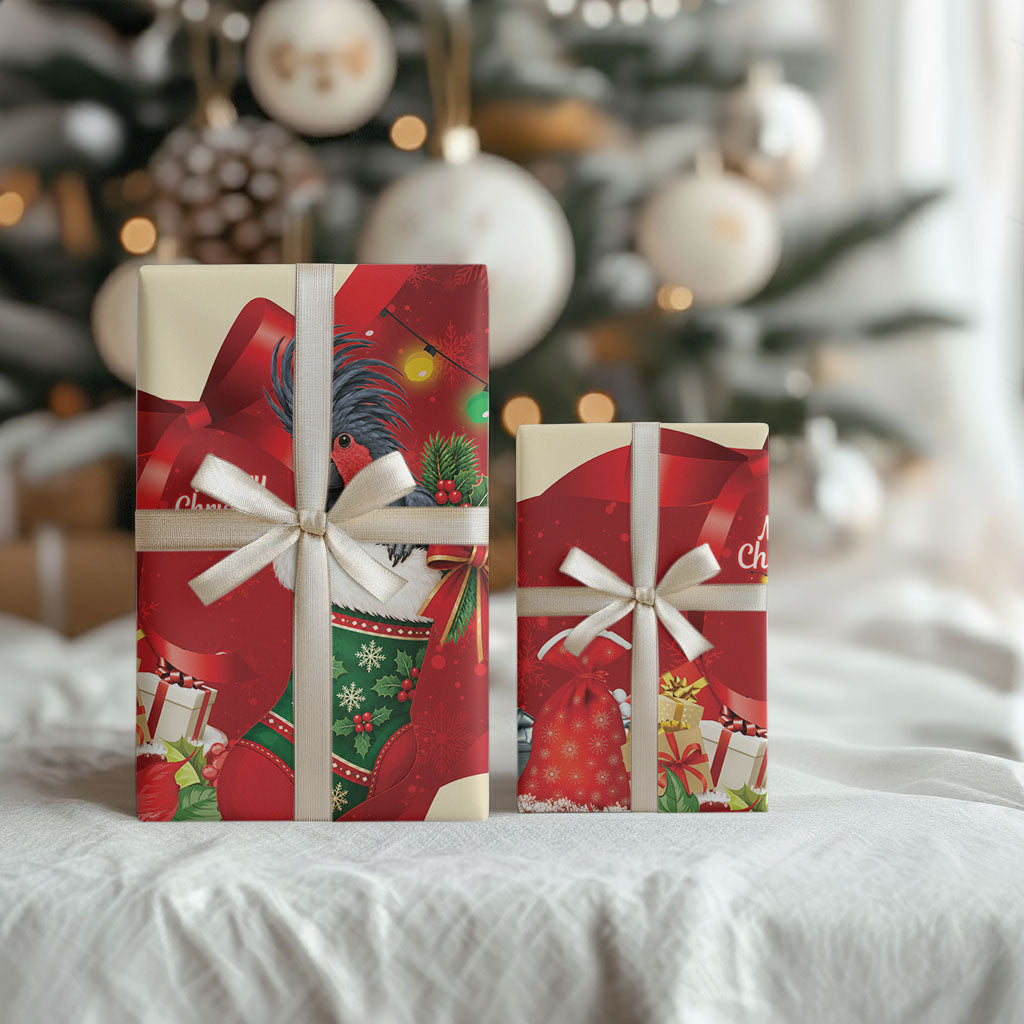 Palm Cockatoo Christmas Australia Wrapping Paper Aussie Xmas Sock Coquette Bow