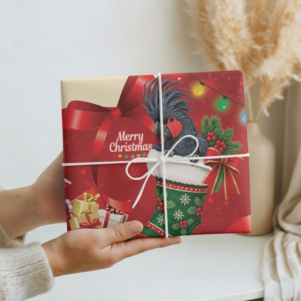 Palm Cockatoo Christmas Australia Wrapping Paper Aussie Xmas Sock Coquette Bow