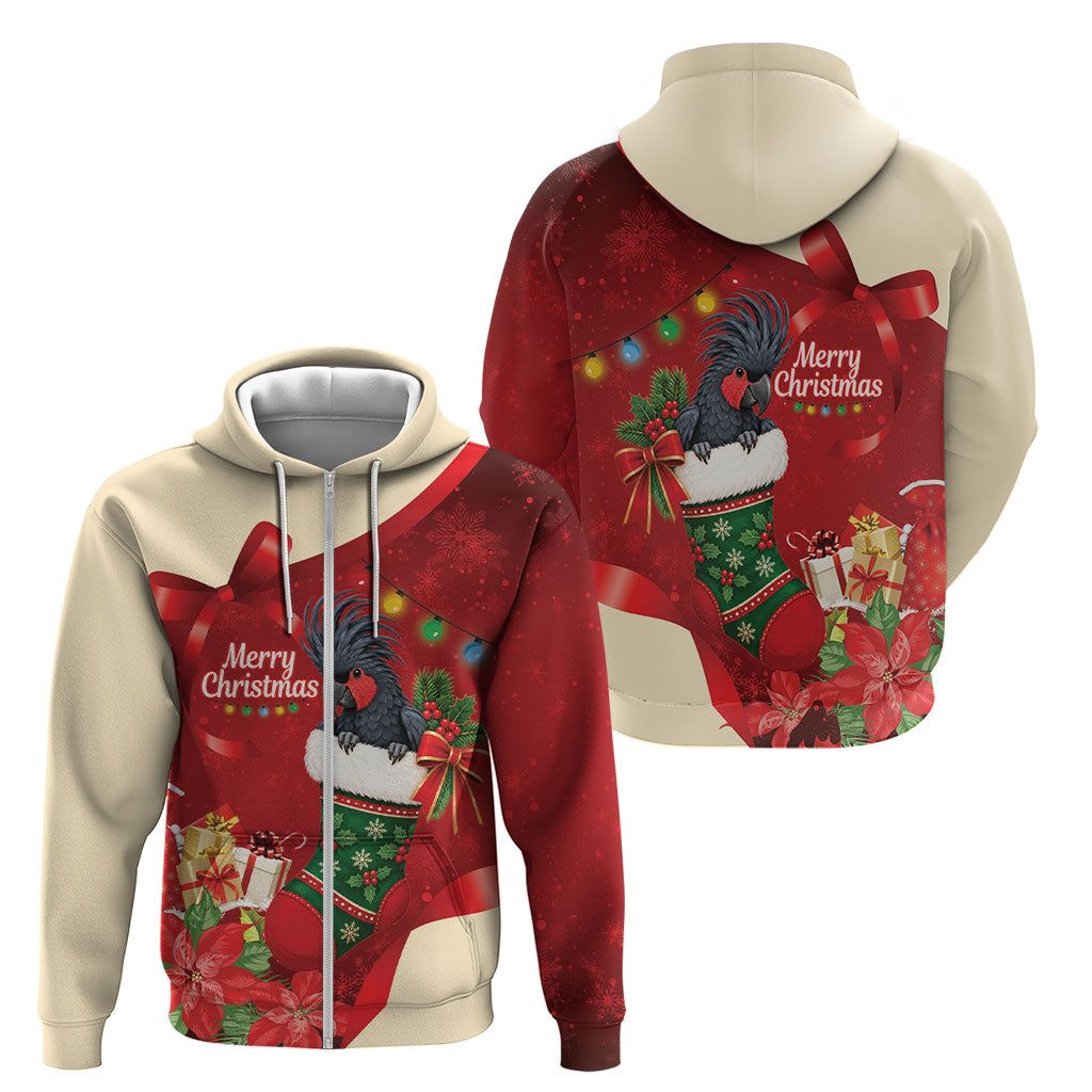 Palm Cockatoo Christmas Australia Zip Hoodie Aussie Xmas Sock Coquette Bow