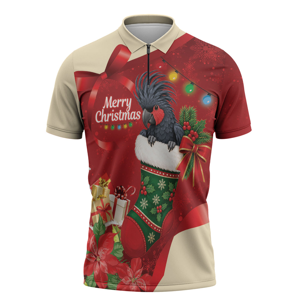 Palm Cockatoo Christmas Australia Zipper Polo Shirt Aussie Xmas Sock Coquette Bow