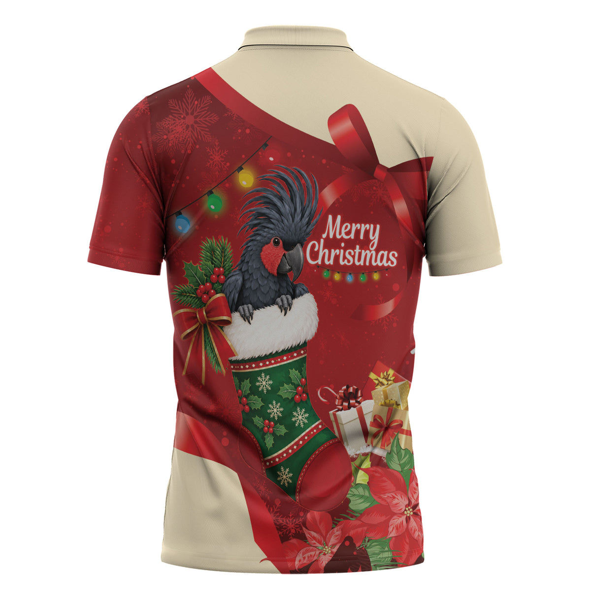 Palm Cockatoo Christmas Australia Zipper Polo Shirt Aussie Xmas Sock Coquette Bow