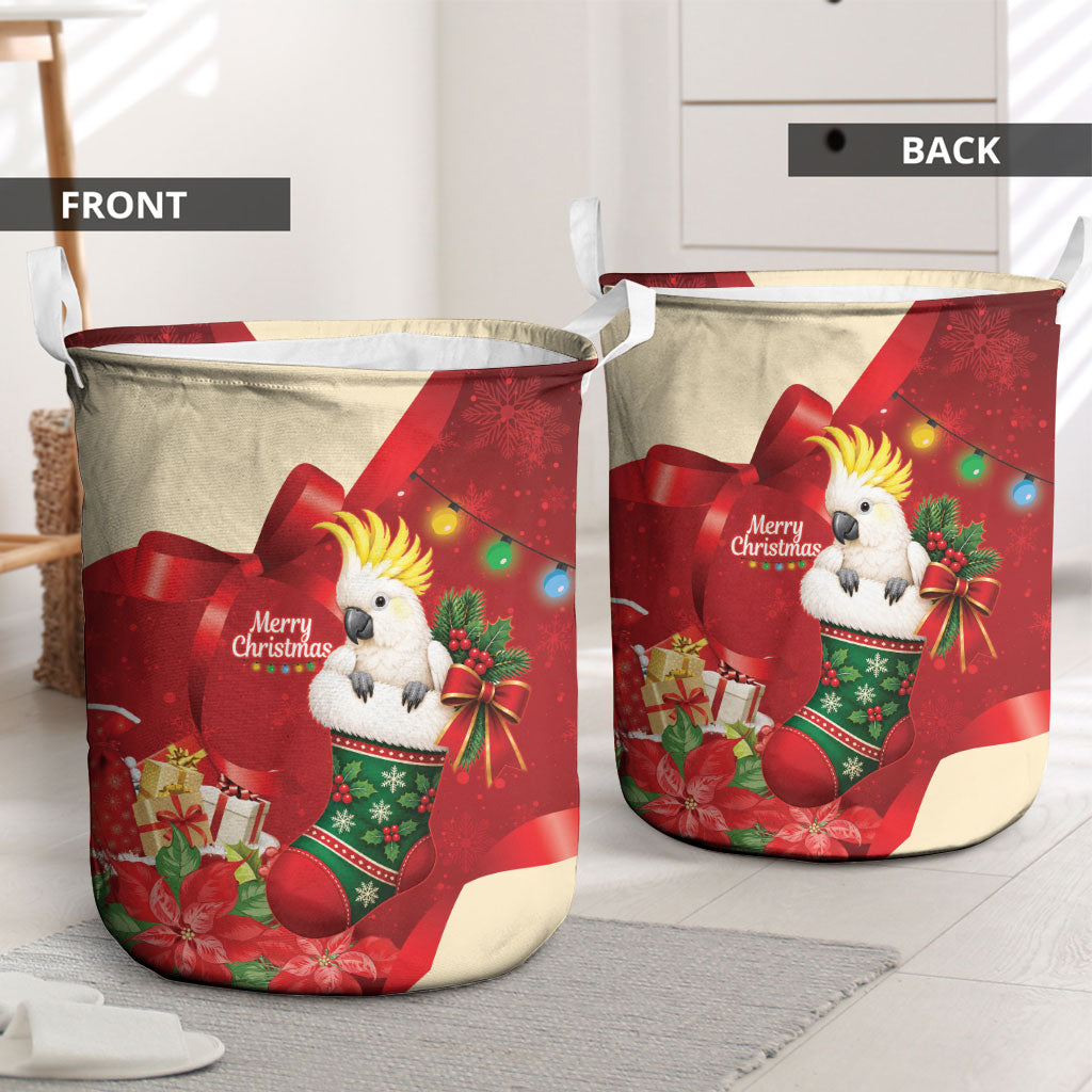 Sulphur-crested Cockatoo Christmas Australia Laundry Basket Aussie Xmas Sock Coquette Bow