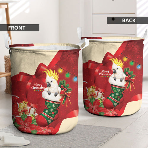 Sulphur-crested Cockatoo Christmas Australia Laundry Basket Aussie Xmas Sock Coquette Bow