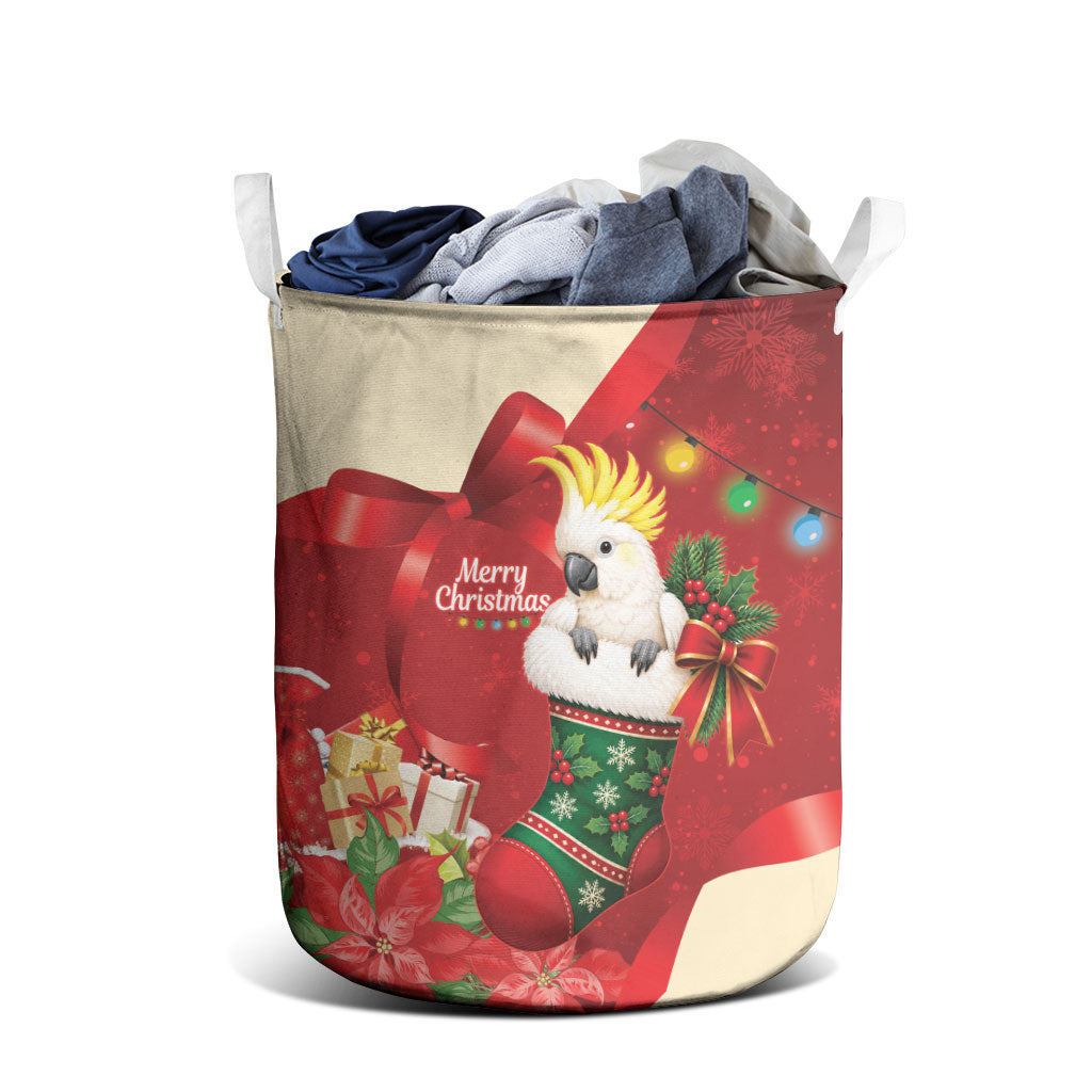 Sulphur-crested Cockatoo Christmas Australia Laundry Basket Aussie Xmas Sock Coquette Bow