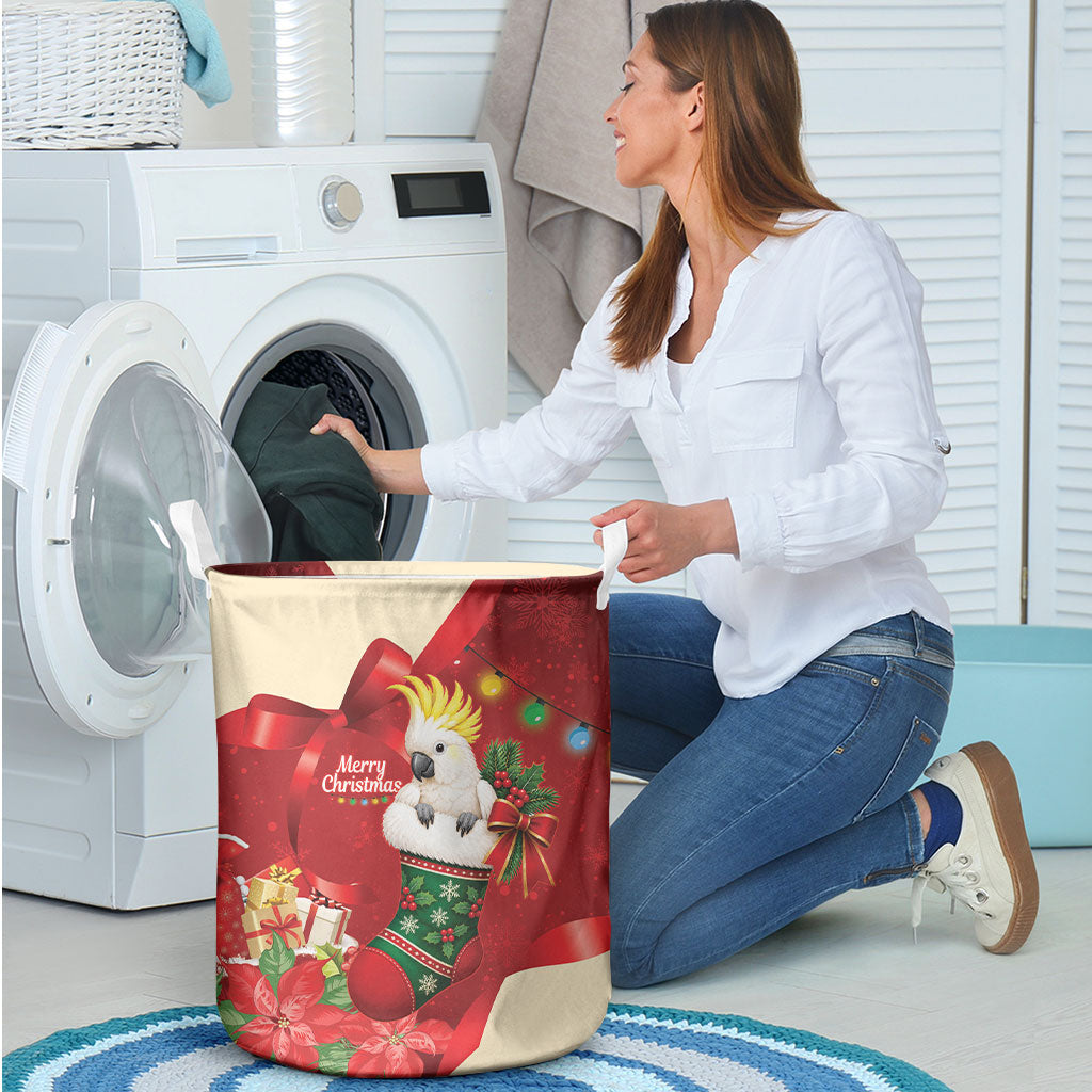 Sulphur-crested Cockatoo Christmas Australia Laundry Basket Aussie Xmas Sock Coquette Bow