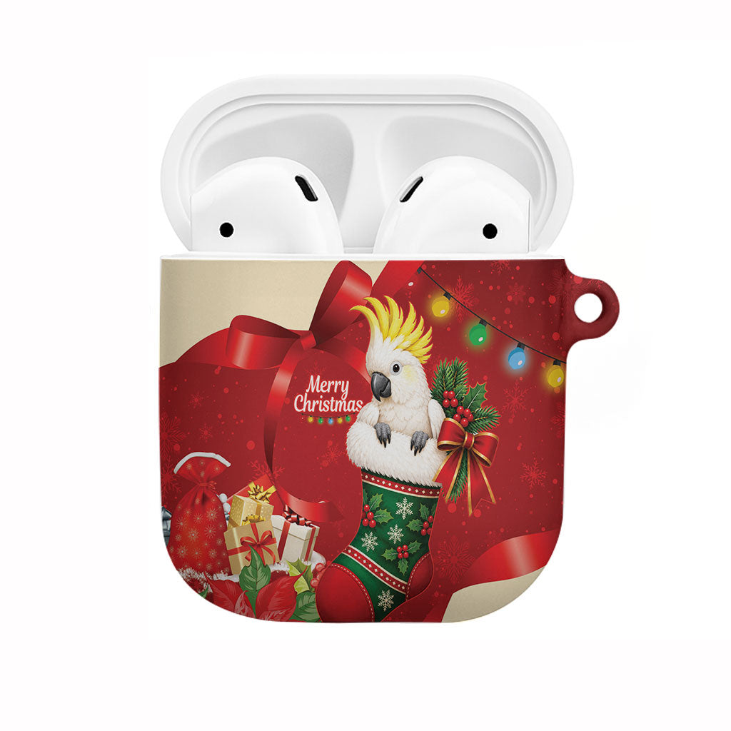 Sulphur-crested Cockatoo Christmas Australia AirPods Case Aussie Xmas Sock Coquette Bow