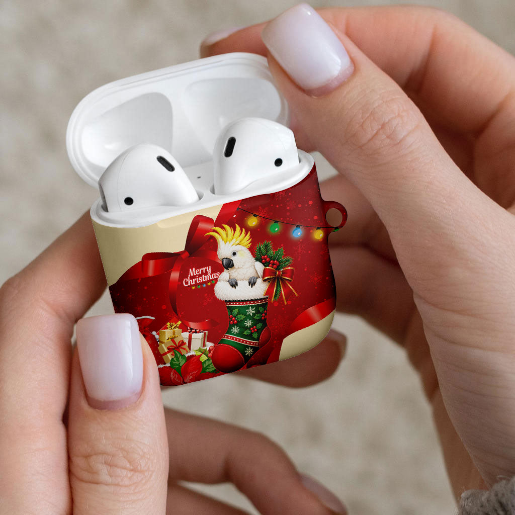 Sulphur-crested Cockatoo Christmas Australia AirPods Case Aussie Xmas Sock Coquette Bow