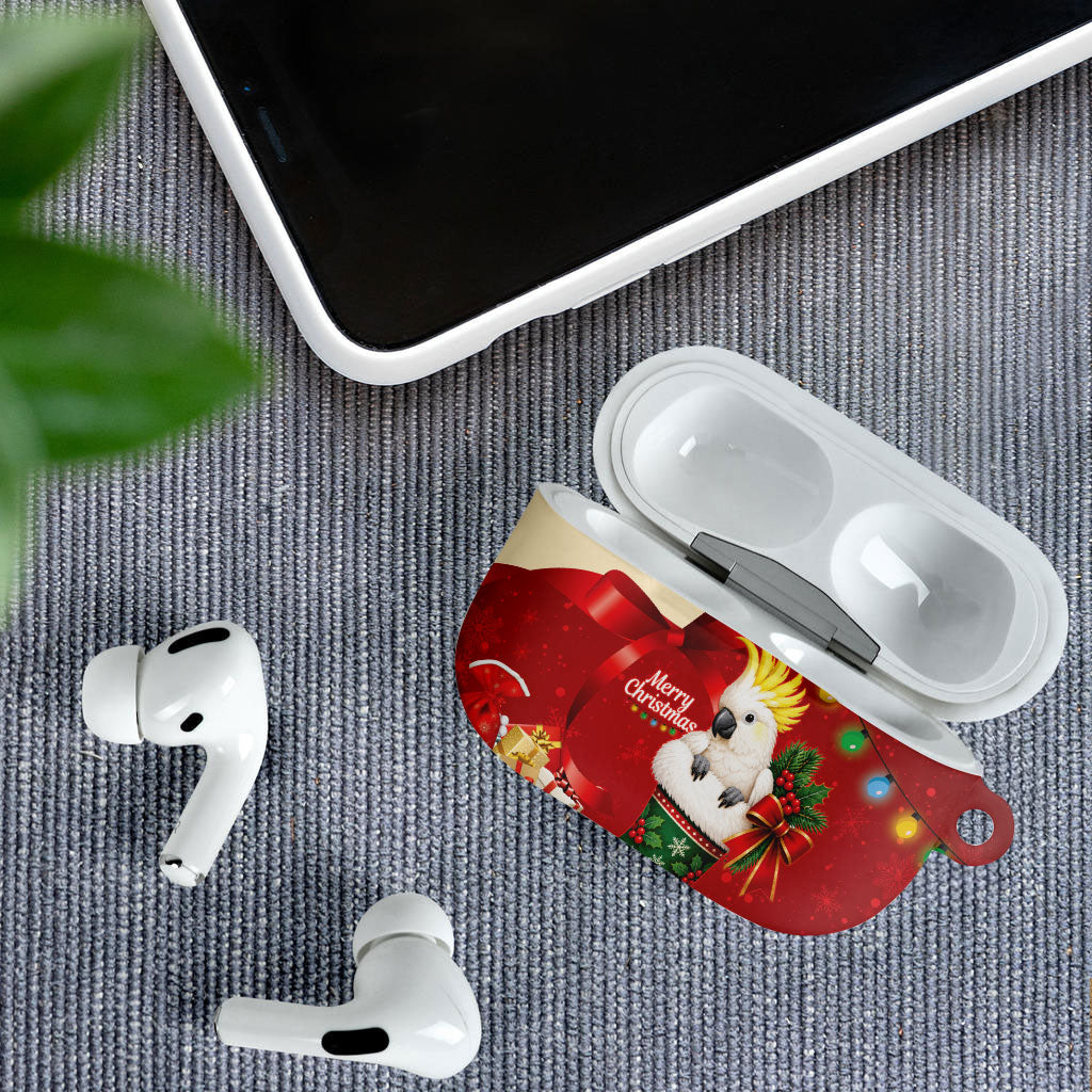 Sulphur-crested Cockatoo Christmas Australia AirPods Case Aussie Xmas Sock Coquette Bow