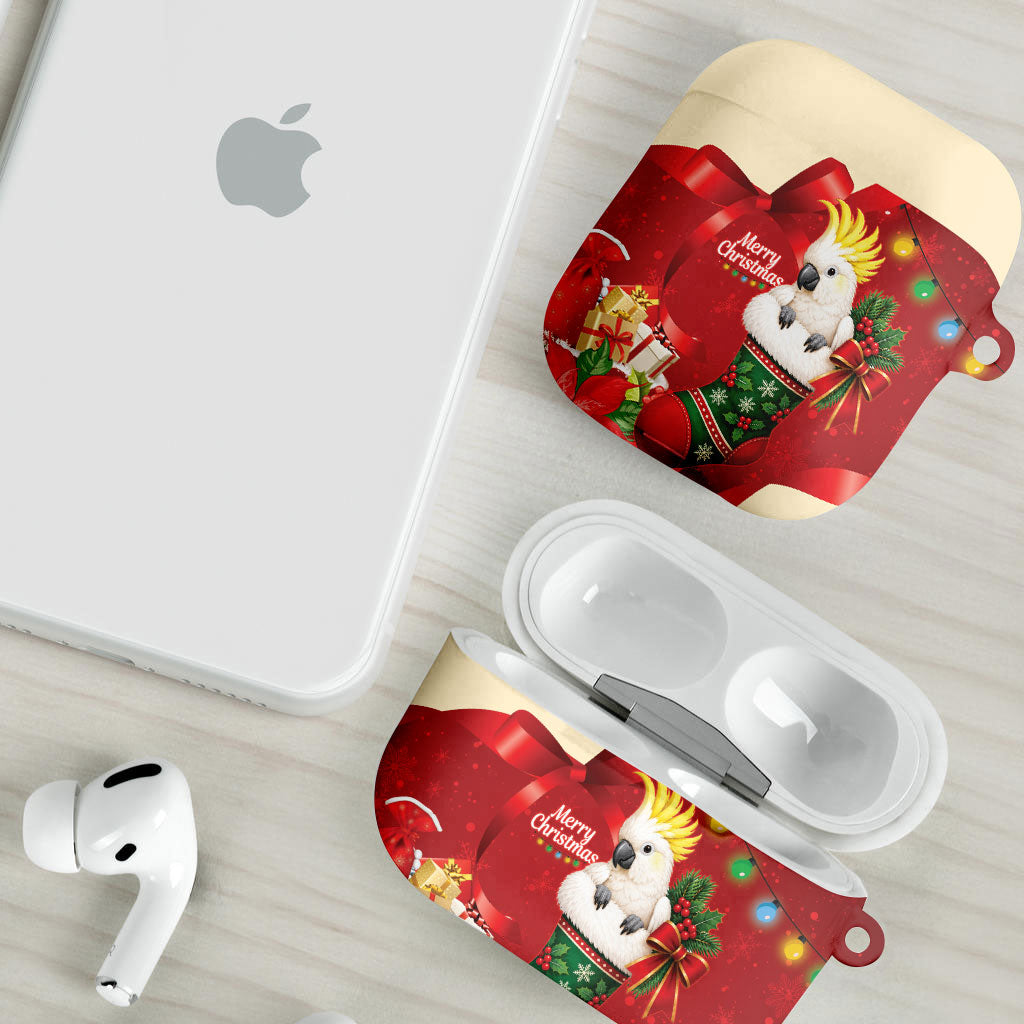 Sulphur-crested Cockatoo Christmas Australia AirPods Case Aussie Xmas Sock Coquette Bow
