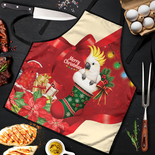 Sulphur-crested Cockatoo Christmas Australia Apron Aussie Xmas Sock Coquette Bow