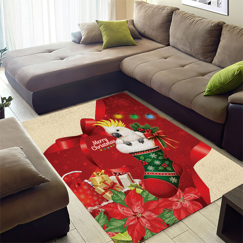 Sulphur-crested Cockatoo Christmas Australia Area Rug Aussie Xmas Sock Coquette Bow