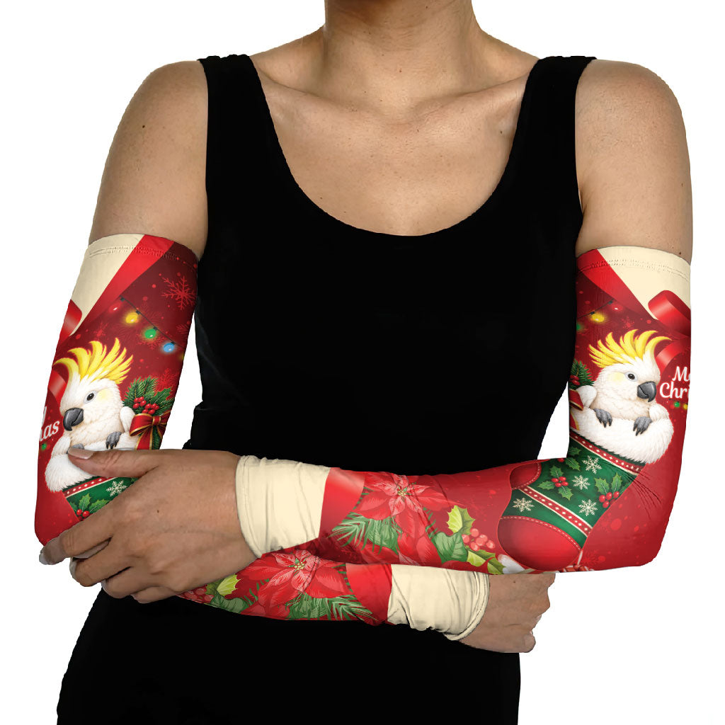 Sulphur-crested Cockatoo Christmas Australia Arm Sleeves Aussie Xmas Sock Coquette Bow