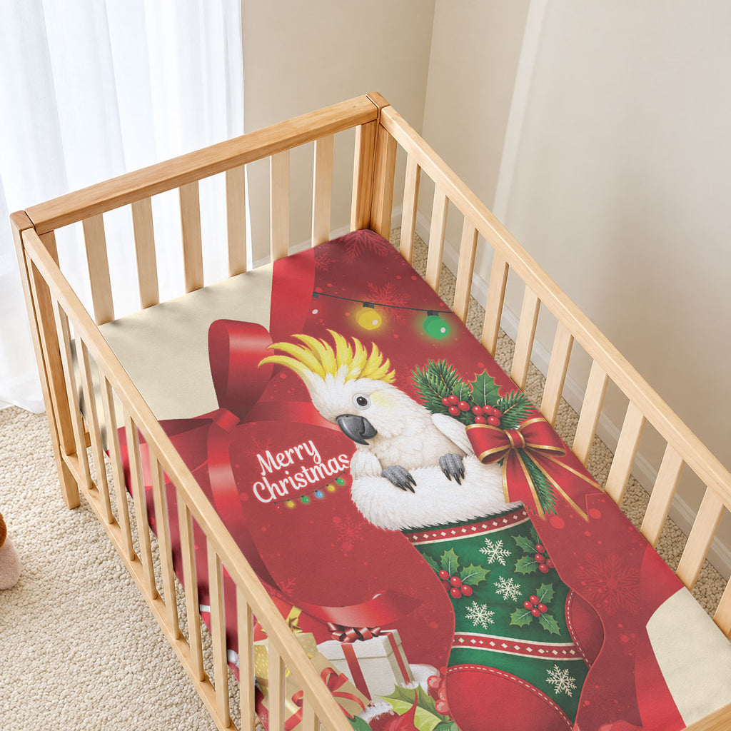 Sulphur-crested Cockatoo Christmas Australia Baby Bed Cover Aussie Xmas Sock Coquette Bow