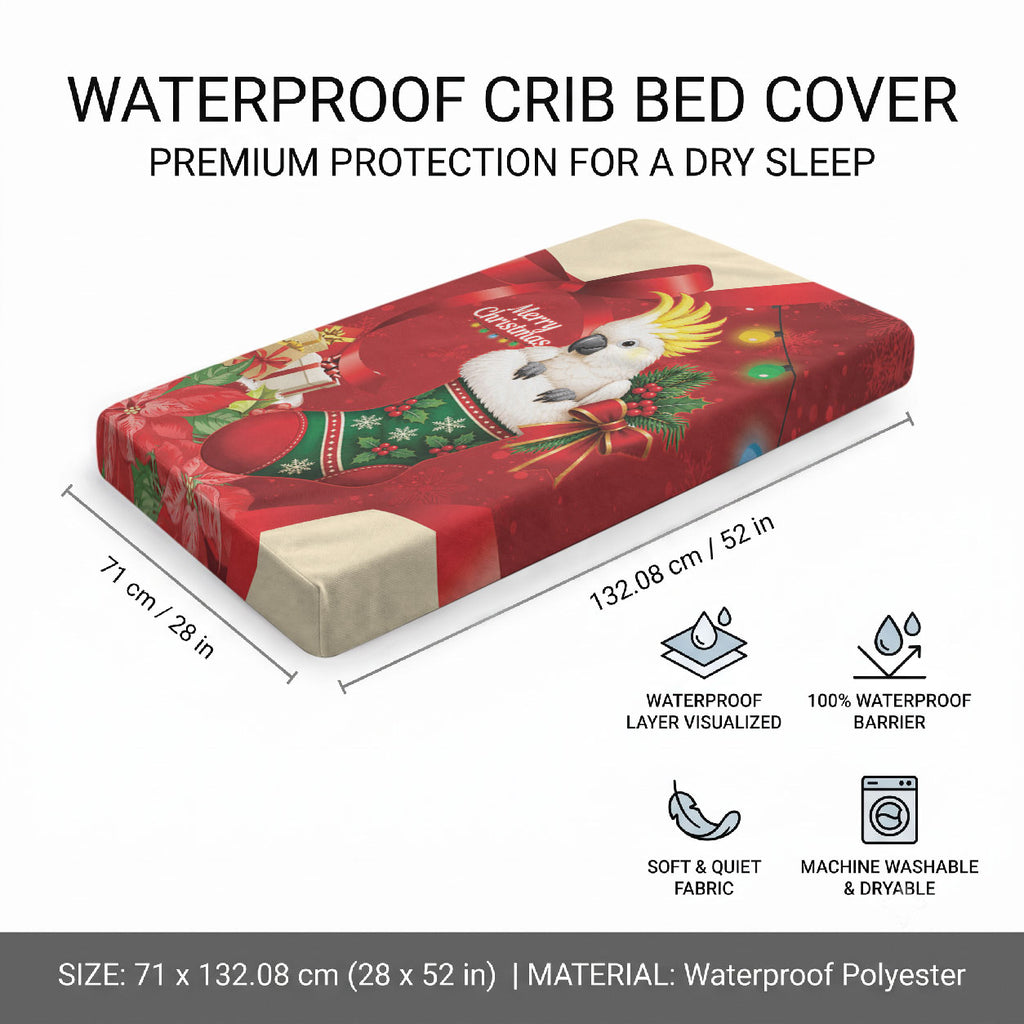 Sulphur-crested Cockatoo Christmas Australia Baby Bed Cover Aussie Xmas Sock Coquette Bow