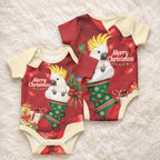 Sulphur-crested Cockatoo Christmas Australia Baby Onesie Aussie Xmas Sock Coquette Bow