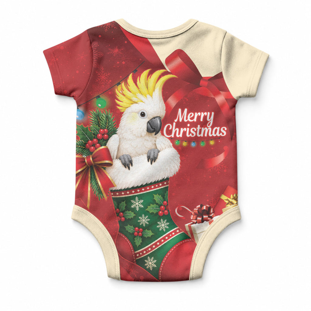 Sulphur-crested Cockatoo Christmas Australia Baby Onesie Aussie Xmas Sock Coquette Bow
