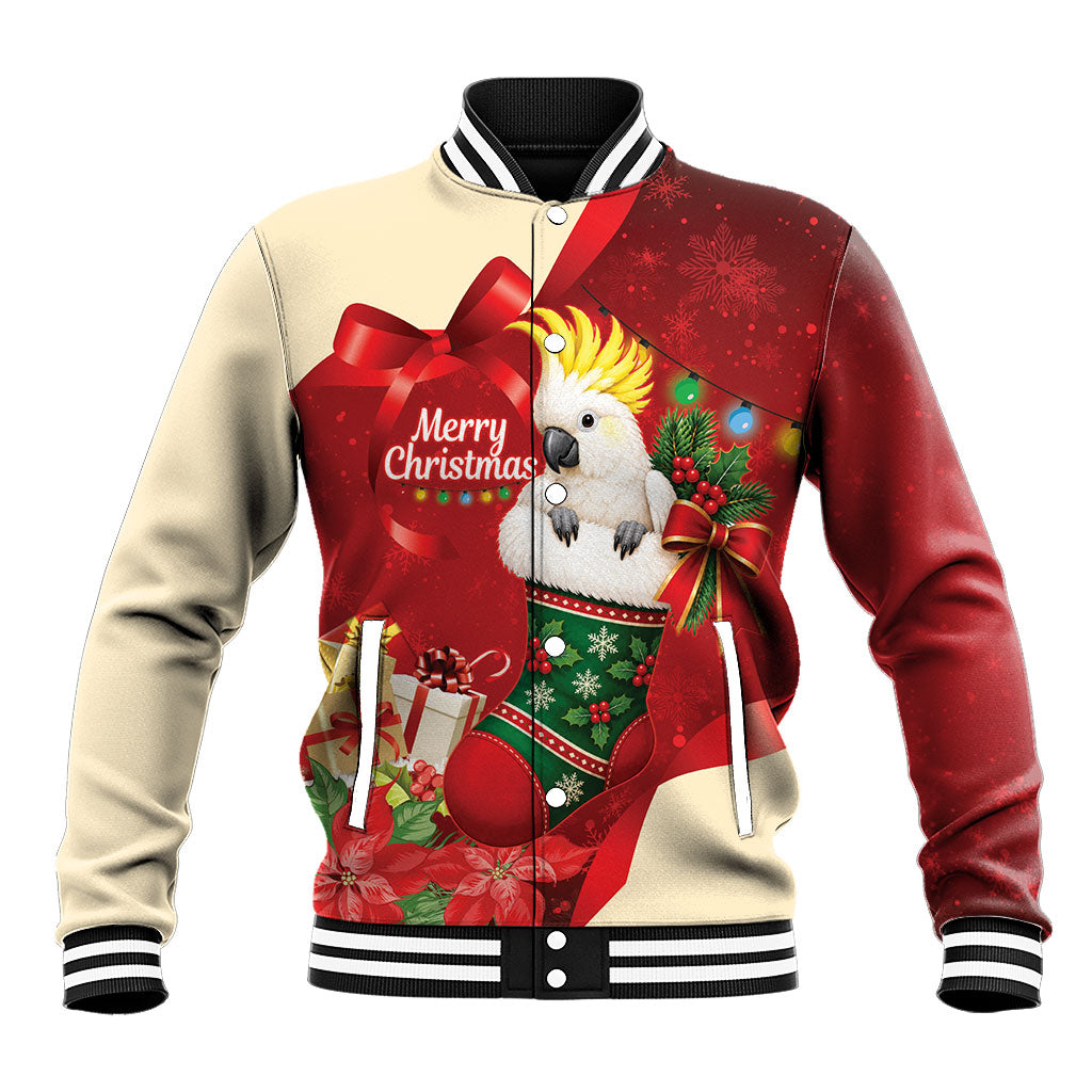 Sulphur-crested Cockatoo Christmas Australia Baseball Jacket Aussie Xmas Sock Coquette Bow