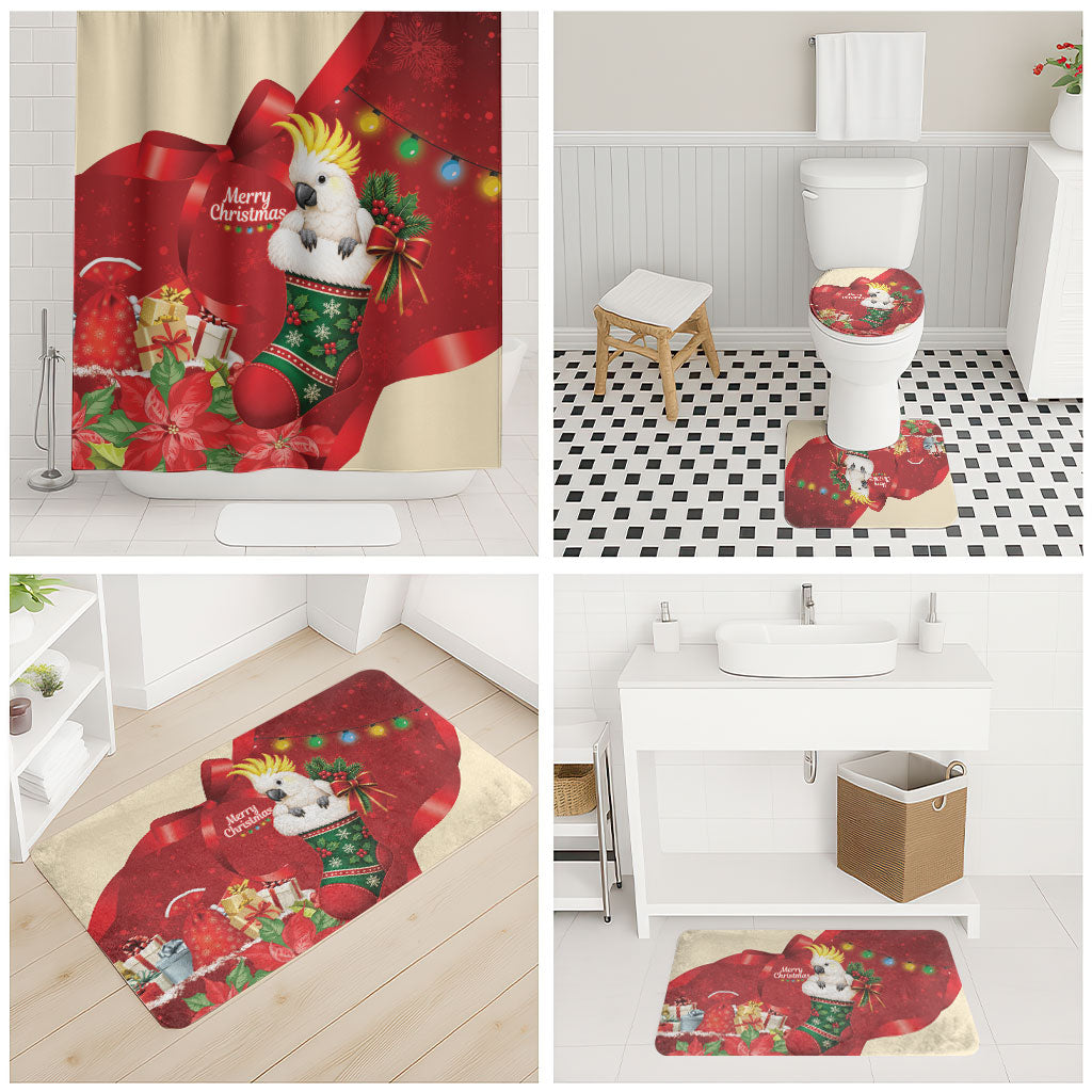 Sulphur-crested Cockatoo Christmas Australia Bathroom Set Aussie Xmas Sock Coquette Bow