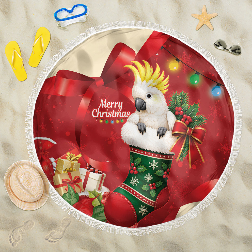 Sulphur-crested Cockatoo Christmas Australia Beach Blanket Aussie Xmas Sock Coquette Bow