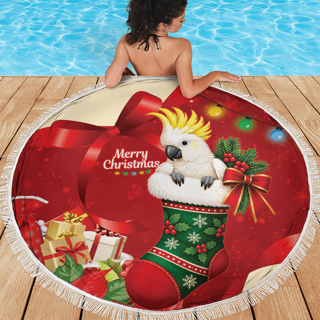 Sulphur-crested Cockatoo Christmas Australia Beach Blanket Aussie Xmas Sock Coquette Bow