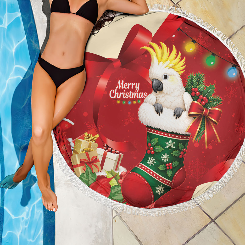 Sulphur-crested Cockatoo Christmas Australia Beach Blanket Aussie Xmas Sock Coquette Bow