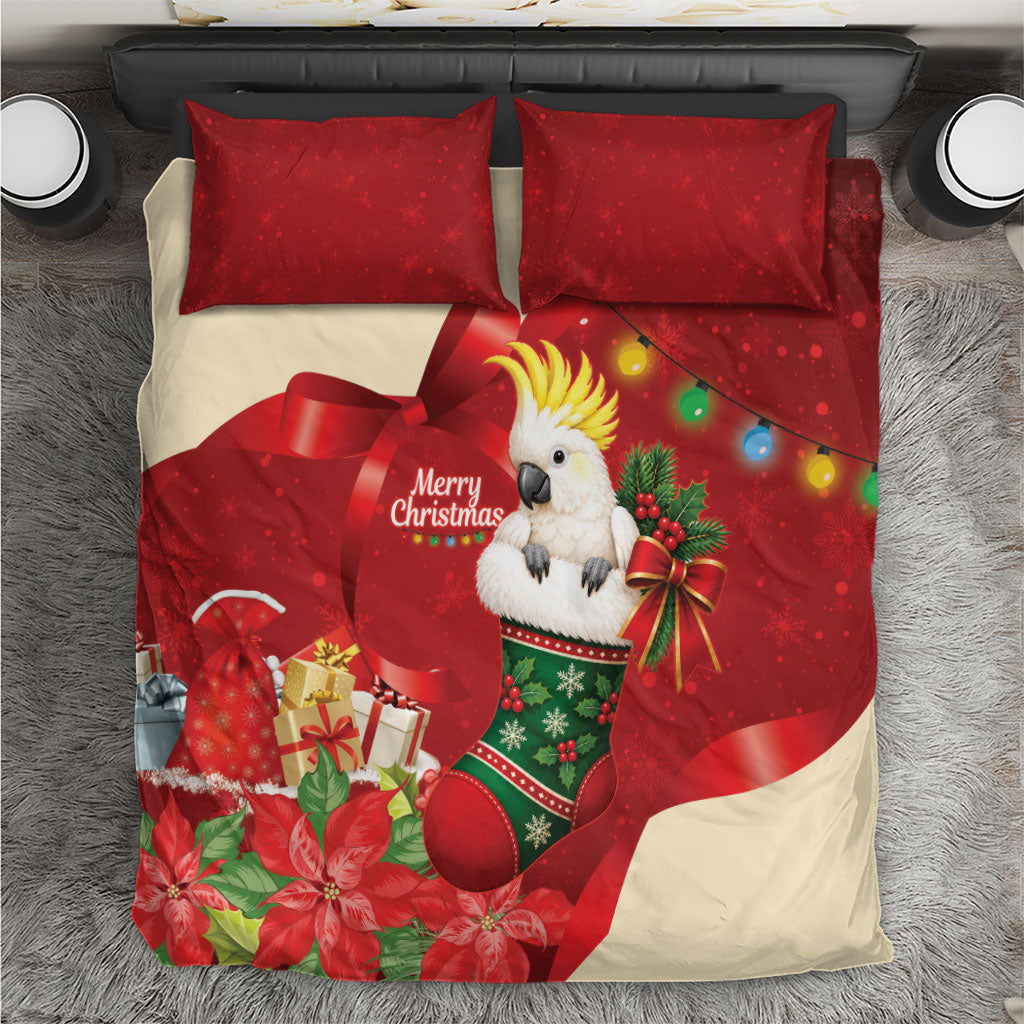 Sulphur-crested Cockatoo Christmas Australia Bedding Set Aussie Xmas Sock Coquette Bow