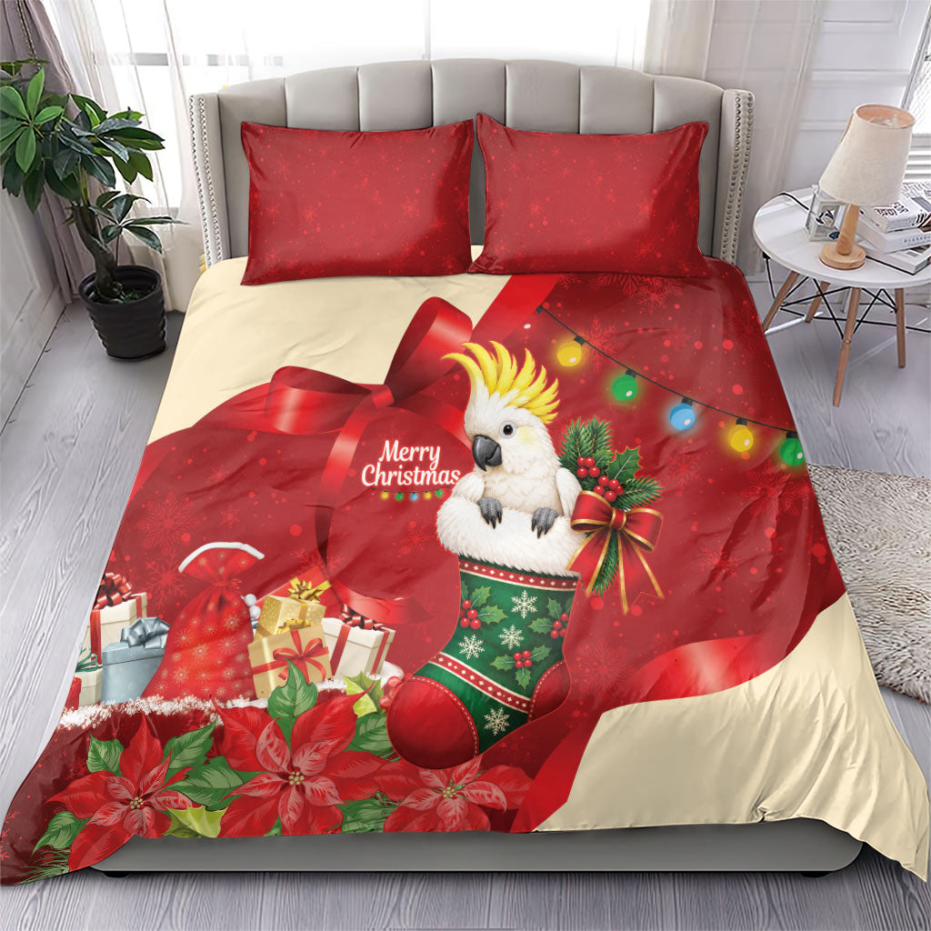 Sulphur-crested Cockatoo Christmas Australia Bedding Set Aussie Xmas Sock Coquette Bow