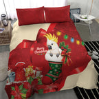 Sulphur-crested Cockatoo Christmas Australia Bedding Set Aussie Xmas Sock Coquette Bow
