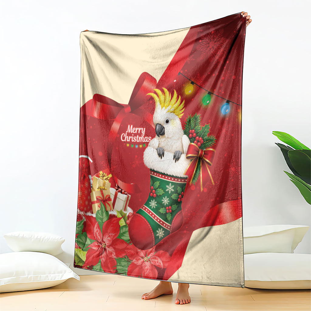 Sulphur-crested Cockatoo Christmas Australia Blanket Aussie Xmas Sock Coquette Bow