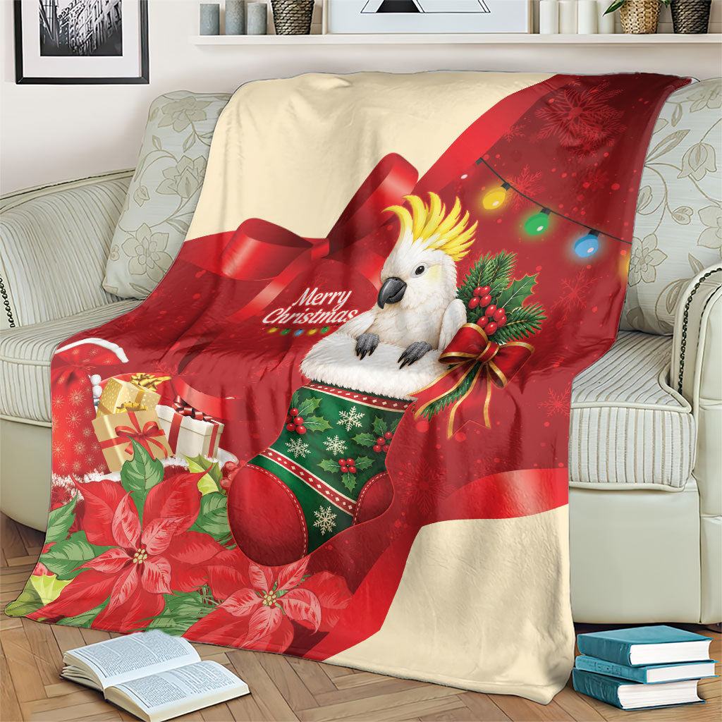 Sulphur-crested Cockatoo Christmas Australia Blanket Aussie Xmas Sock Coquette Bow