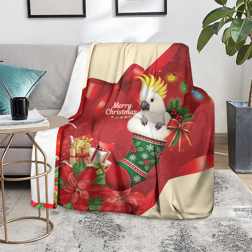 Sulphur-crested Cockatoo Christmas Australia Blanket Aussie Xmas Sock Coquette Bow
