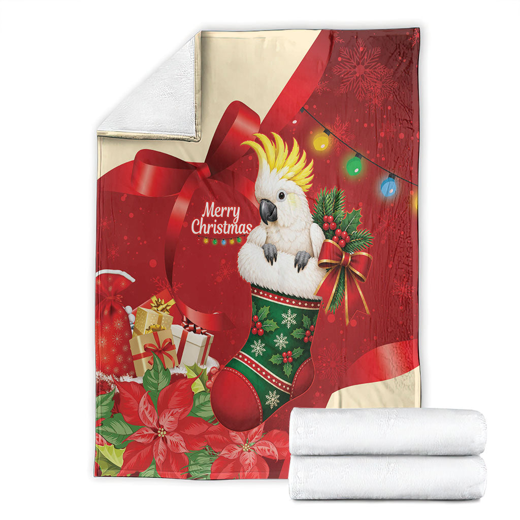 Sulphur-crested Cockatoo Christmas Australia Blanket Aussie Xmas Sock Coquette Bow