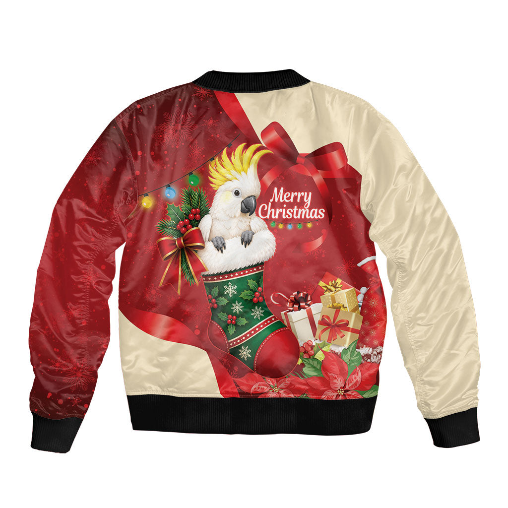 Sulphur-crested Cockatoo Christmas Australia Bomber Jacket Aussie Xmas Sock Coquette Bow