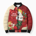 Sulphur-crested Cockatoo Christmas Australia Bomber Puffer Jacket Aussie Xmas Sock Coquette Bow