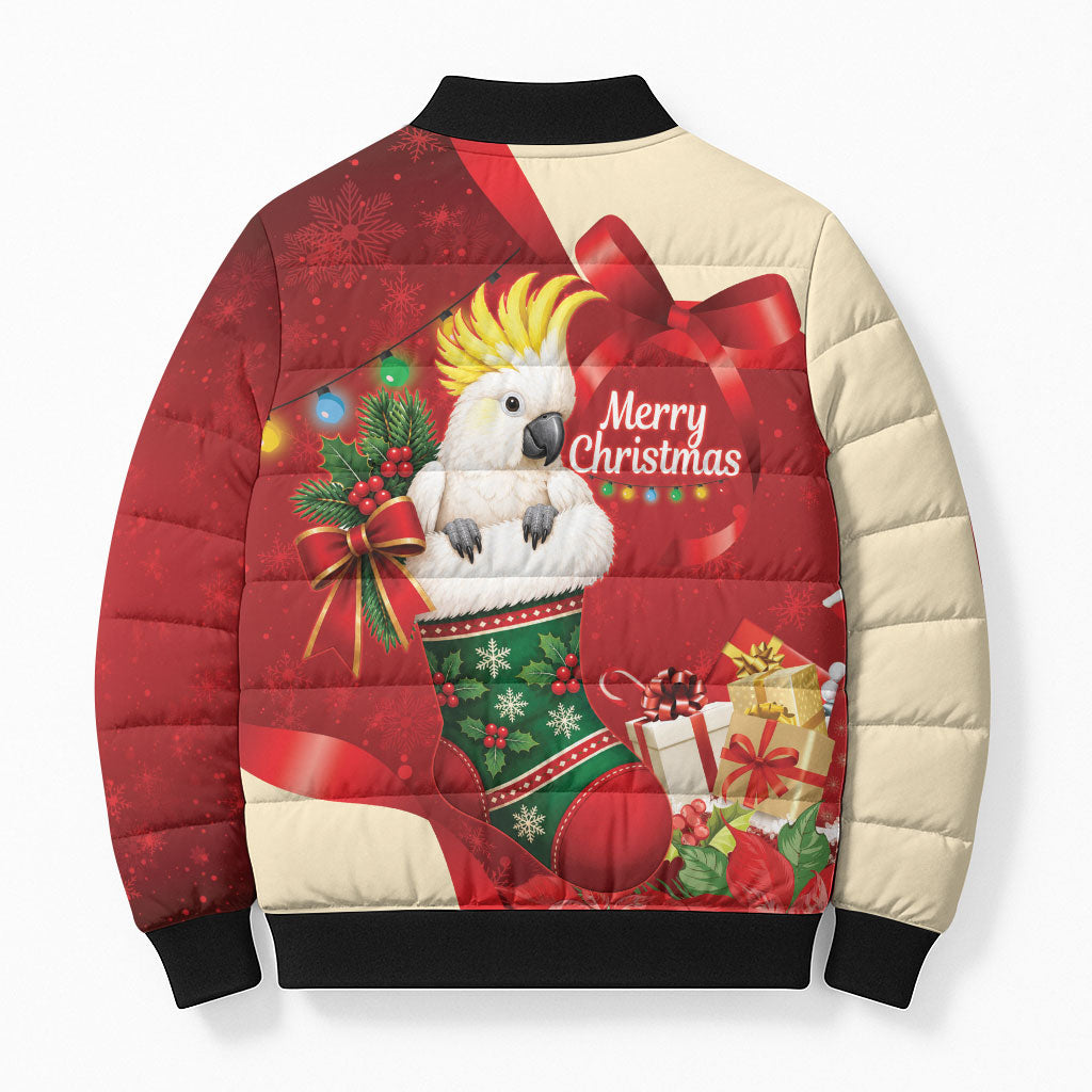 Sulphur-crested Cockatoo Christmas Australia Bomber Puffer Jacket Aussie Xmas Sock Coquette Bow