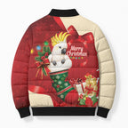 Sulphur-crested Cockatoo Christmas Australia Bomber Puffer Jacket Aussie Xmas Sock Coquette Bow