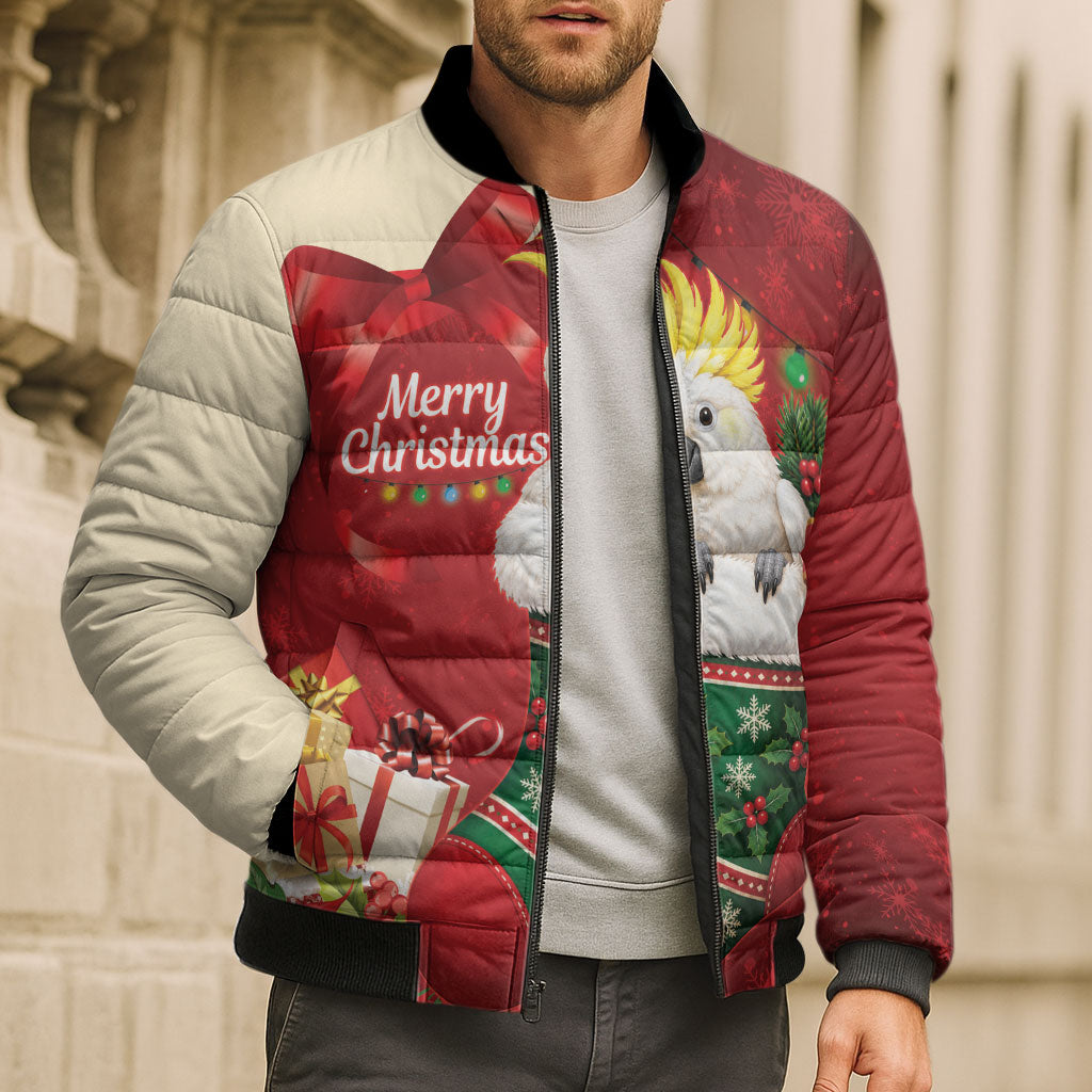 Sulphur-crested Cockatoo Christmas Australia Bomber Puffer Jacket Aussie Xmas Sock Coquette Bow