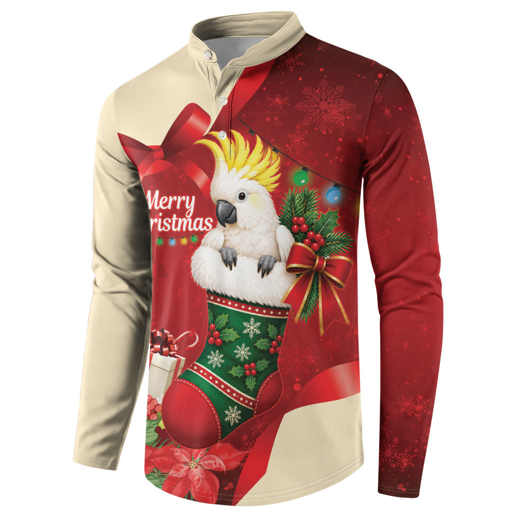 Sulphur-crested Cockatoo Christmas Australia Button Sweatshirt Aussie Xmas Sock Coquette Bow