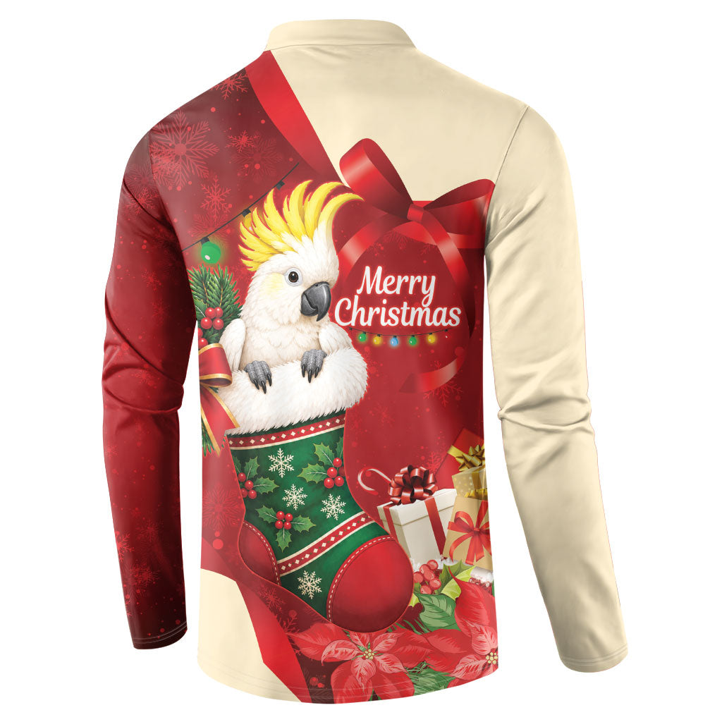 Sulphur-crested Cockatoo Christmas Australia Button Sweatshirt Aussie Xmas Sock Coquette Bow
