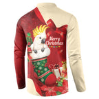 Sulphur-crested Cockatoo Christmas Australia Button Sweatshirt Aussie Xmas Sock Coquette Bow