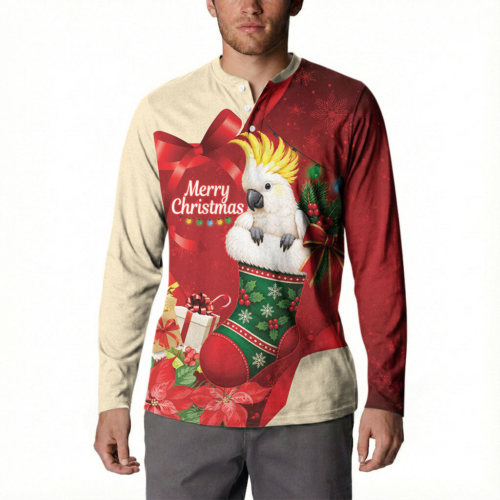 Sulphur-crested Cockatoo Christmas Australia Button Sweatshirt Aussie Xmas Sock Coquette Bow