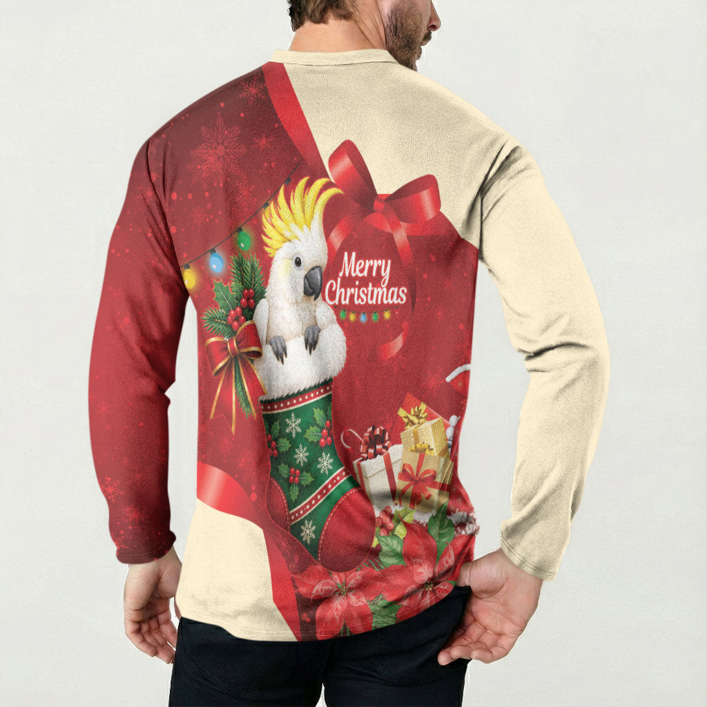 Sulphur-crested Cockatoo Christmas Australia Button Sweatshirt Aussie Xmas Sock Coquette Bow