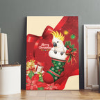 Sulphur-crested Cockatoo Christmas Australia Canvas Wall Art Aussie Xmas Sock Coquette Bow