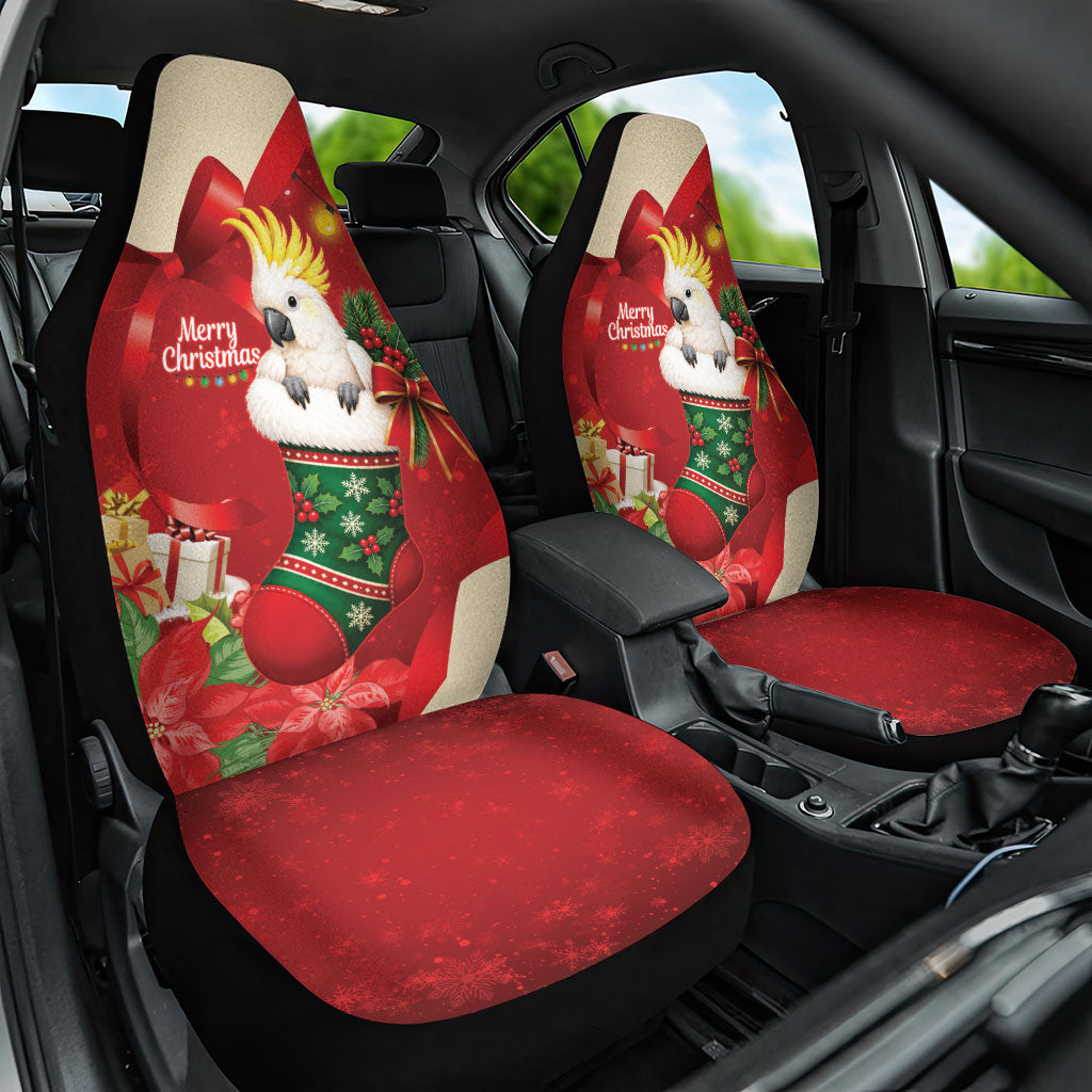 Sulphur-crested Cockatoo Christmas Australia Car Seat Cover Aussie Xmas Sock Coquette Bow