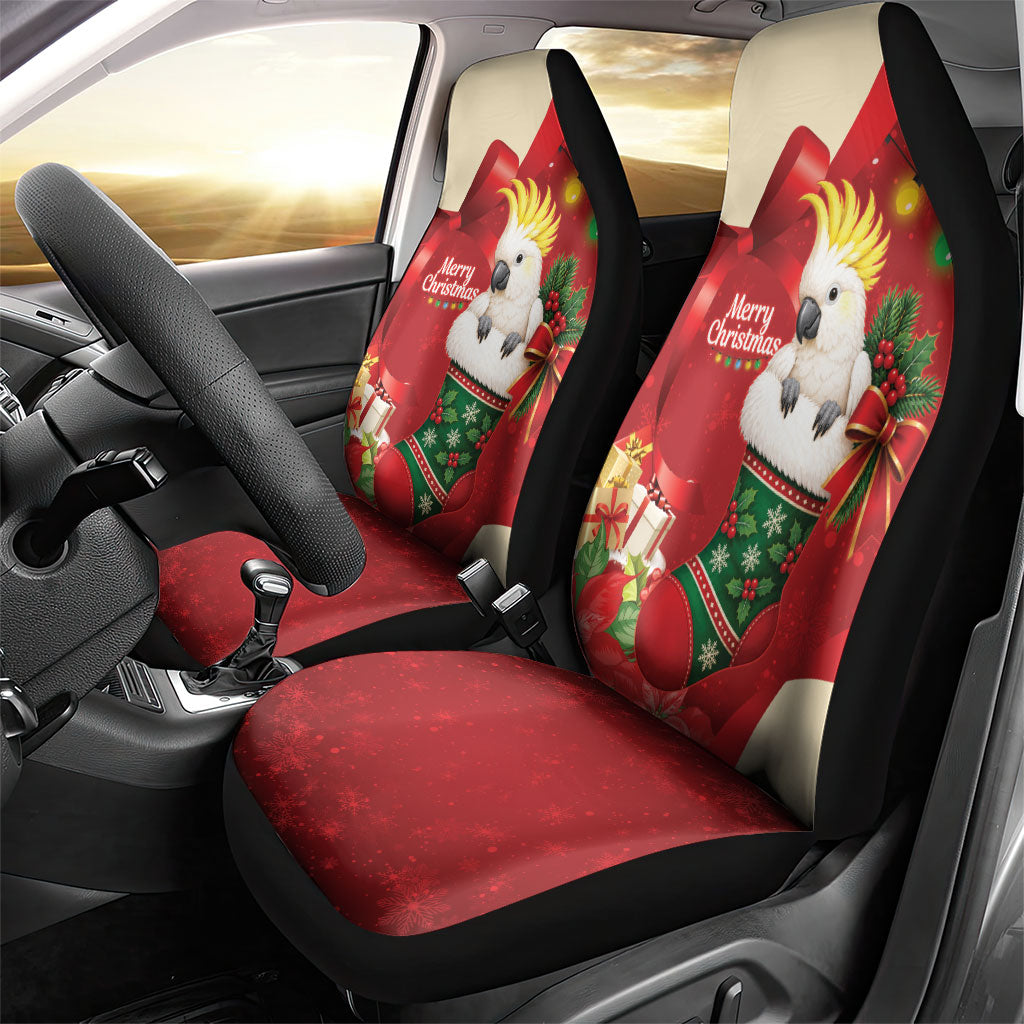 Sulphur-crested Cockatoo Christmas Australia Car Seat Cover Aussie Xmas Sock Coquette Bow