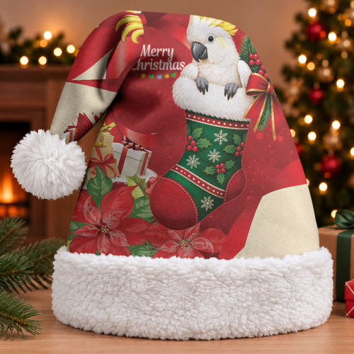Sulphur-crested Cockatoo Christmas Australia Christmas Santa Hat Aussie Xmas Sock Coquette Bow
