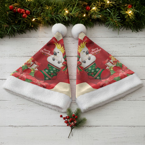 Sulphur-crested Cockatoo Christmas Australia Christmas Santa Hat Aussie Xmas Sock Coquette Bow