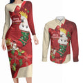 Sulphur-crested Cockatoo Christmas Australia Couples Matching Long Sleeve Bodycon Dress and Long Sleeve Button Shirt Aussie Xmas Sock Coquette Bow