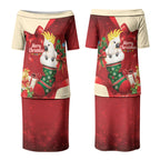 Sulphur-crested Cockatoo Christmas Australia Couples Matching Puletasi and Long Sleeve Button Shirt Aussie Xmas Sock Coquette Bow